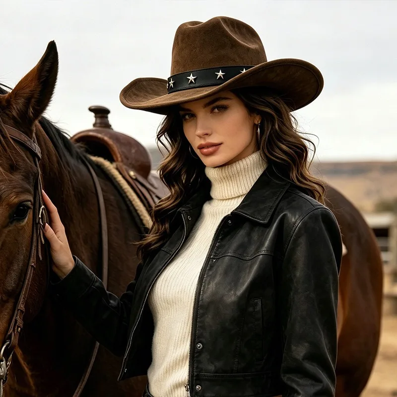 Women Hot Sale Wide Brim Cowbo - Fedora Hat Wool 评论和价格