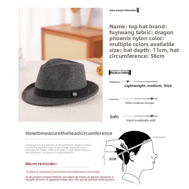 2026 Dragon Phoenix Wool Felt  - Fedora Hat Wool 评论和价格