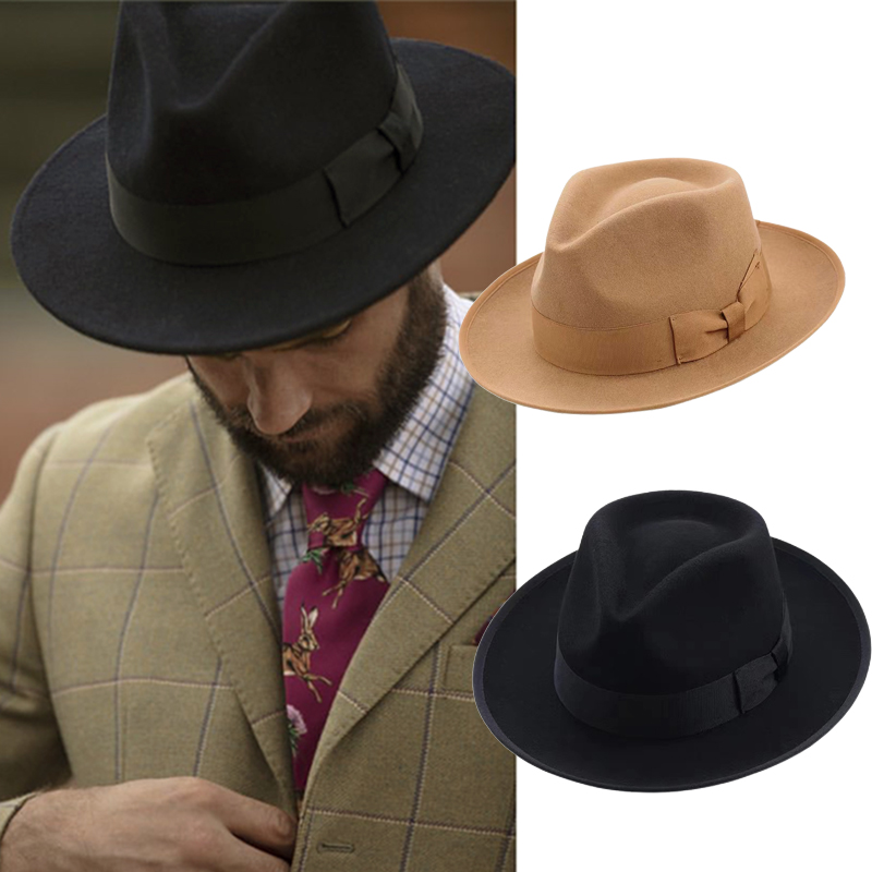Black Fedora Hat Unisex Wide B - Fedora Hat Wool 评论和价格